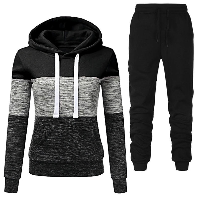 Women's Long - Sleeved Hooded Sweater Suit Women's Top Casual Color Matching - PratSN