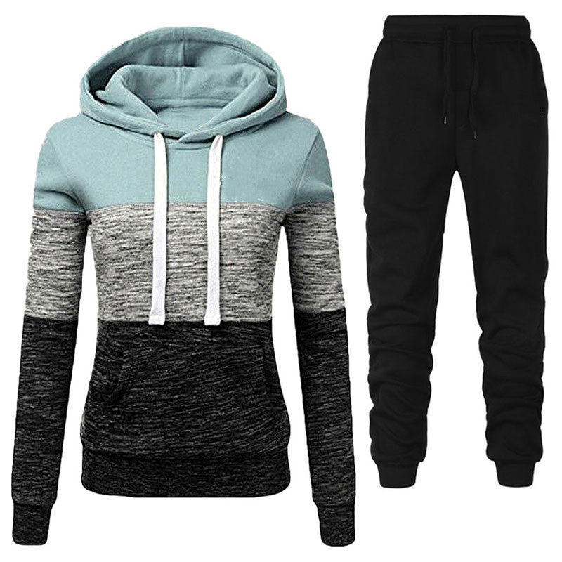 Women's Long - Sleeved Hooded Sweater Suit Women's Top Casual Color Matching - PratSN
