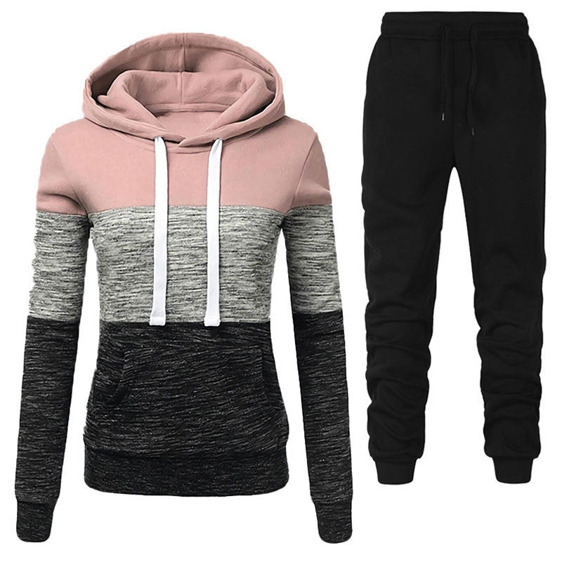 Women's Long - Sleeved Hooded Sweater Suit Women's Top Casual Color Matching - PratSN