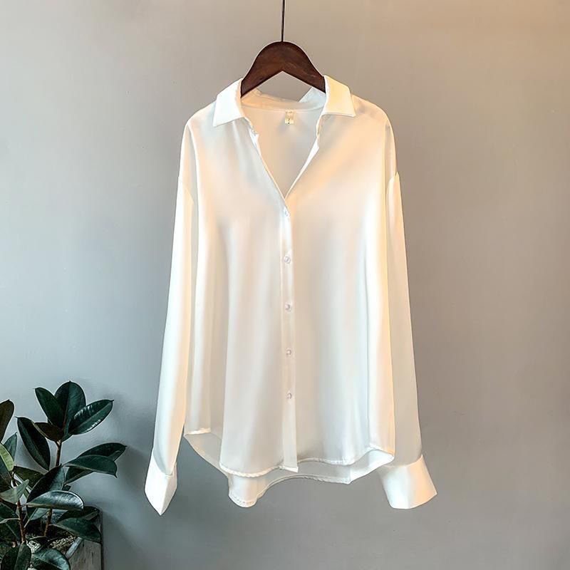 Women's Long - sleeved Satin Shirt - PratSN
