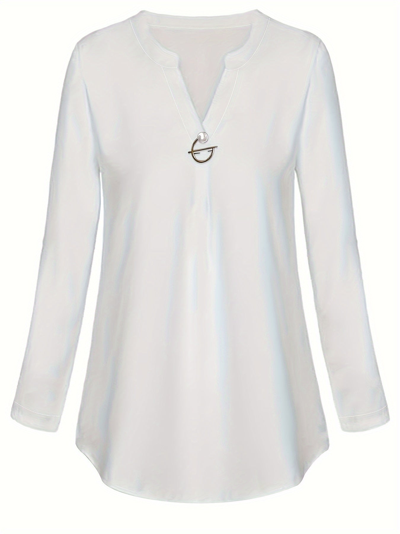 Women's Long Sleeved Simple And Versatile Casual Pearl Button Shirt - PratSN