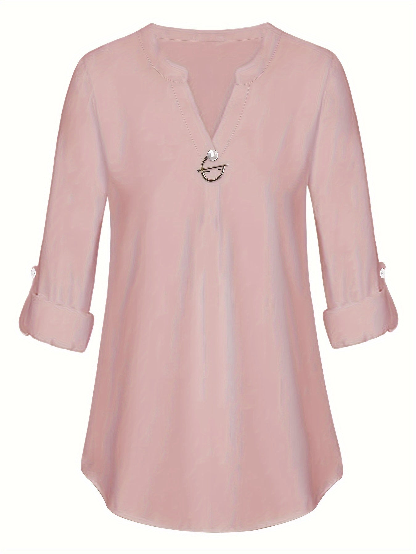 Women's Long Sleeved Simple And Versatile Casual Pearl Button Shirt - PratSN