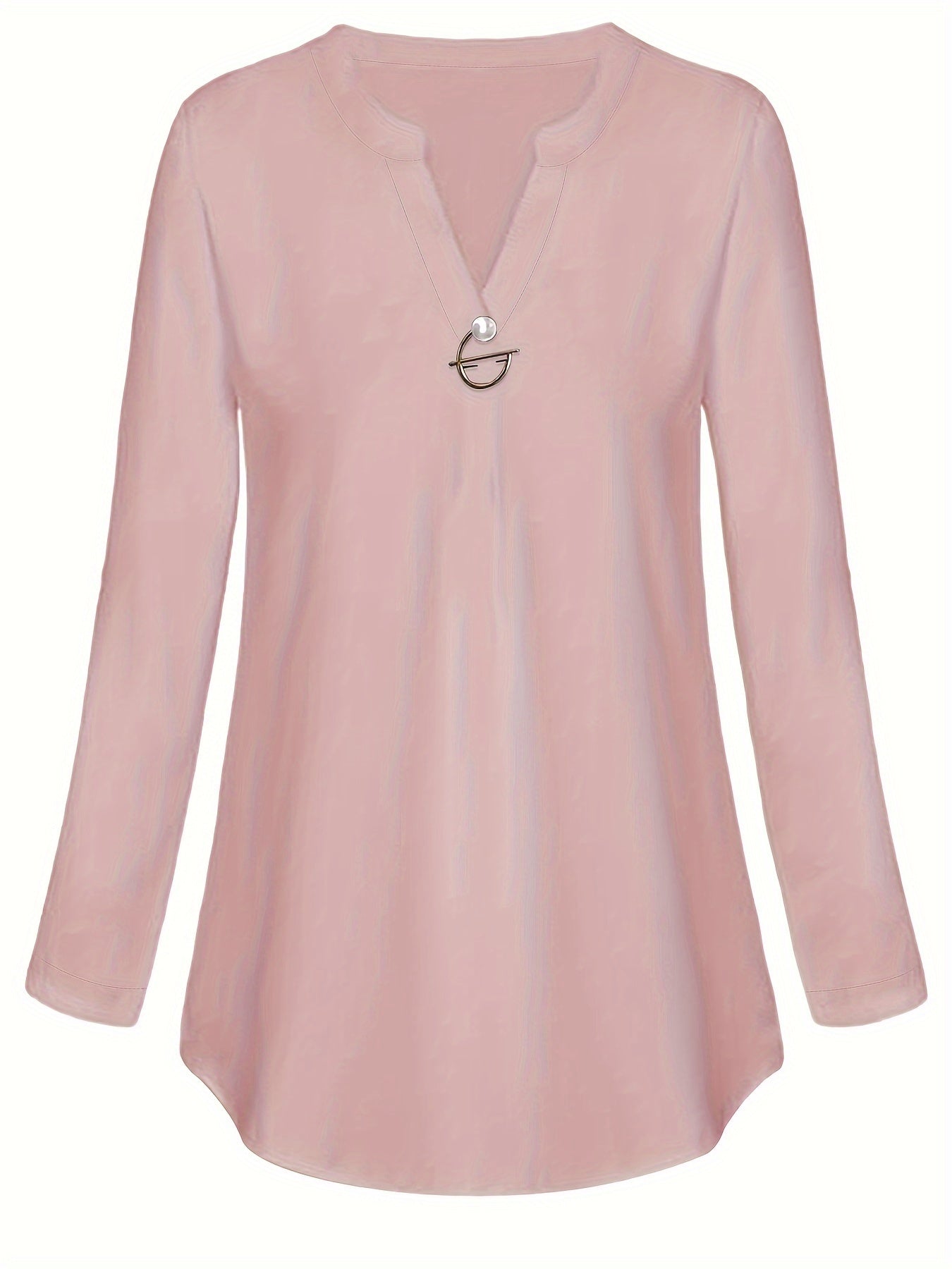 Women's Long Sleeved Simple And Versatile Casual Pearl Button Shirt - PratSN