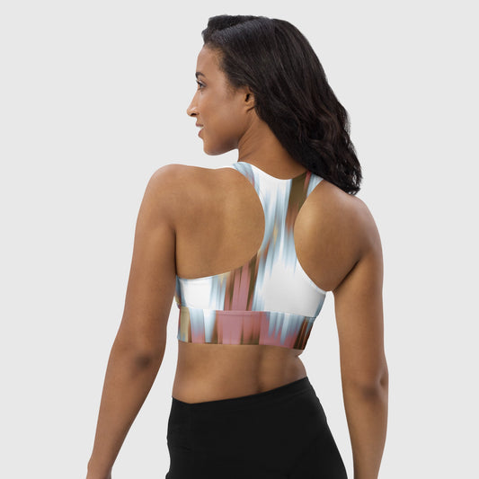 Women's longline sports bra, sports bra, Multicolor color bra, Abstract fitness dress - PratSN