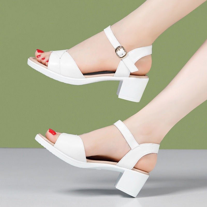 Women's Mid Heel 3 - 5cm Chunky Heel Open Toe Rubber Sandals Ankle - strap Buckle PU - PratSN