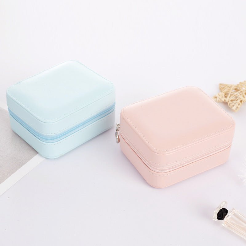 Women's Mini Earrings Rings Jewelry Box l Makeup Organizer With Zipper Travel Portable - PratSN