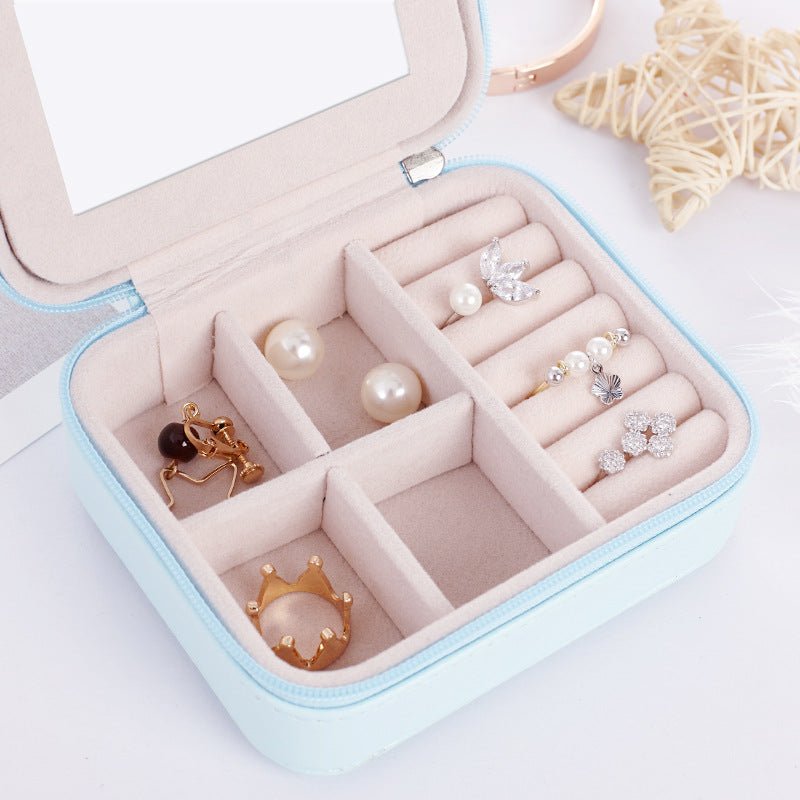 Women's Mini Earrings Rings Jewelry Box l Makeup Organizer With Zipper Travel Portable - PratSN