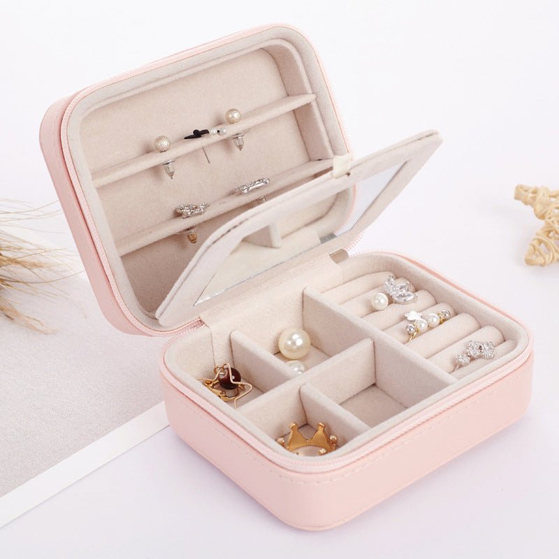 Women's Mini Earrings Rings Jewelry Box l Makeup Organizer With Zipper Travel Portable - PratSN