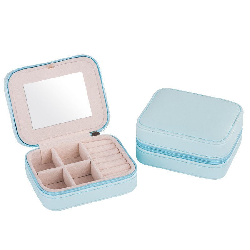 Women's Mini Earrings Rings Jewelry Box l Makeup Organizer With Zipper Travel Portable - PratSN