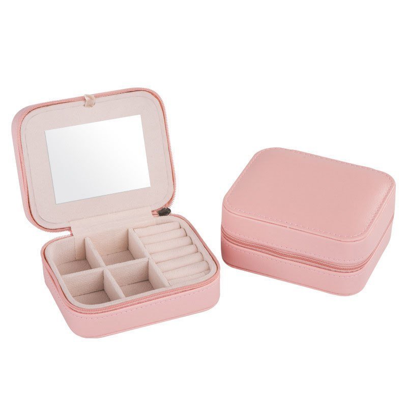 Women's Mini Earrings Rings Jewelry Box l Makeup Organizer With Zipper Travel Portable - PratSN
