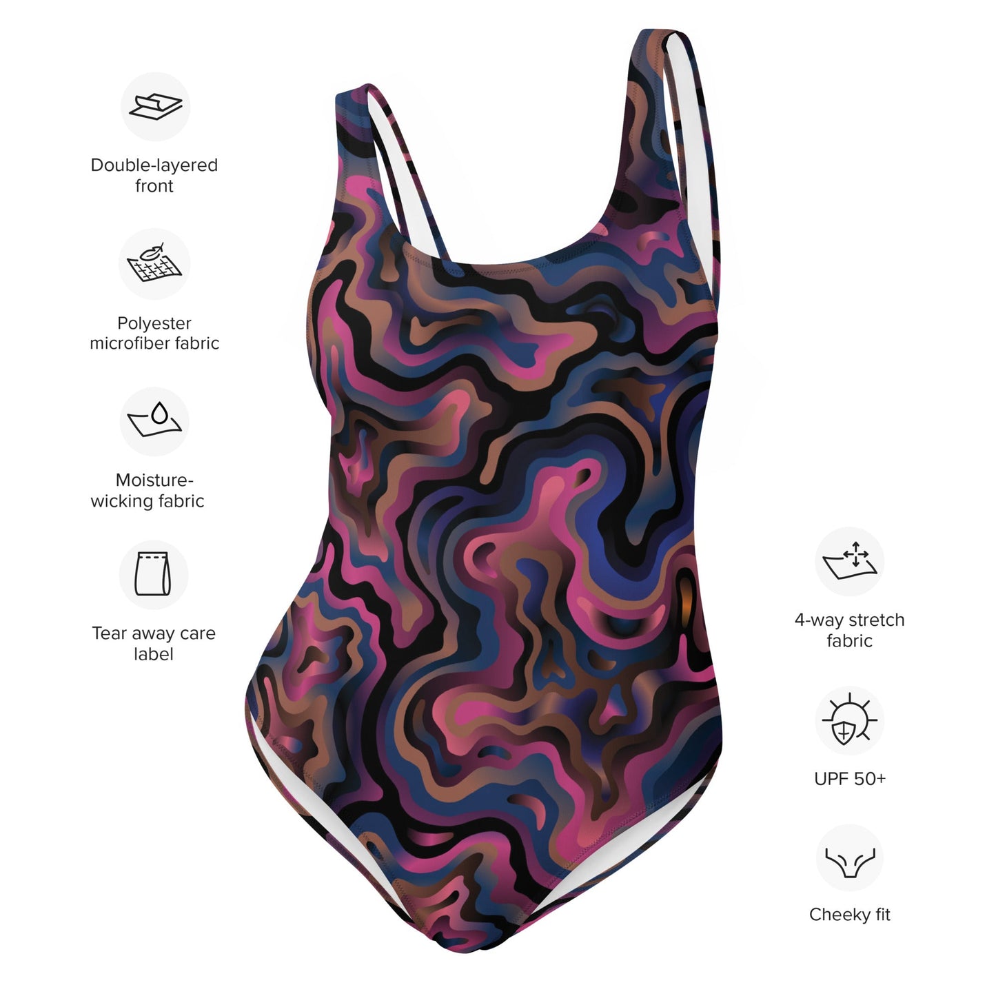 Women's mosaic pattern one - piece swimsuit | Multicolor swimsuits | Beach dress - PratSN