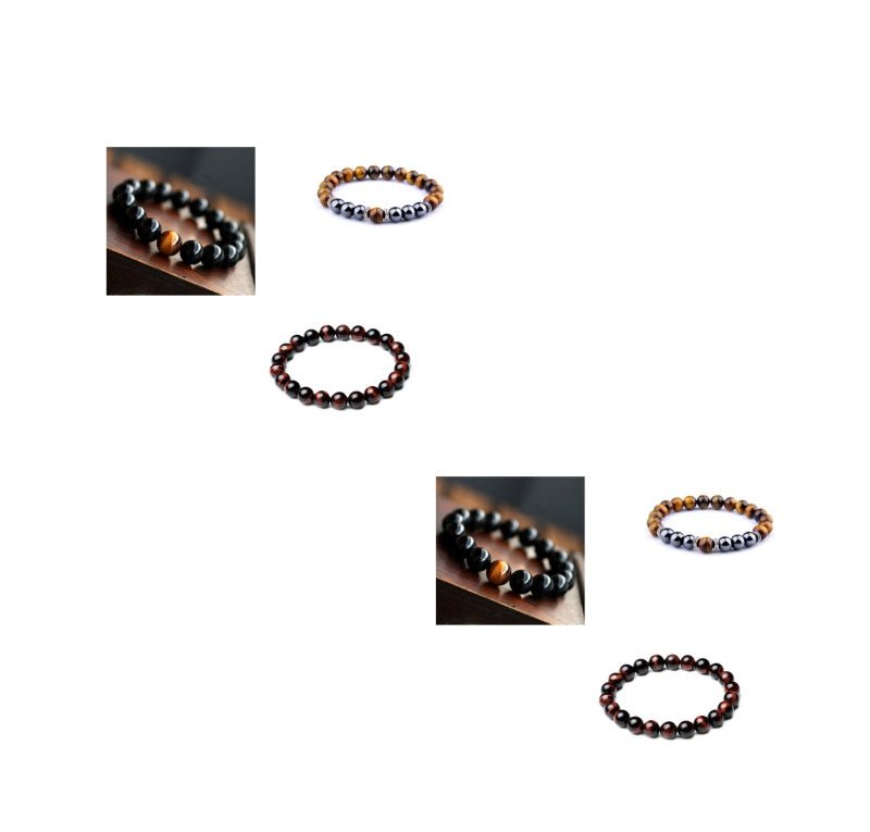 Women's Natural Black Onyx With Stone Tiger Eyes Energy Bracelet - PratSN