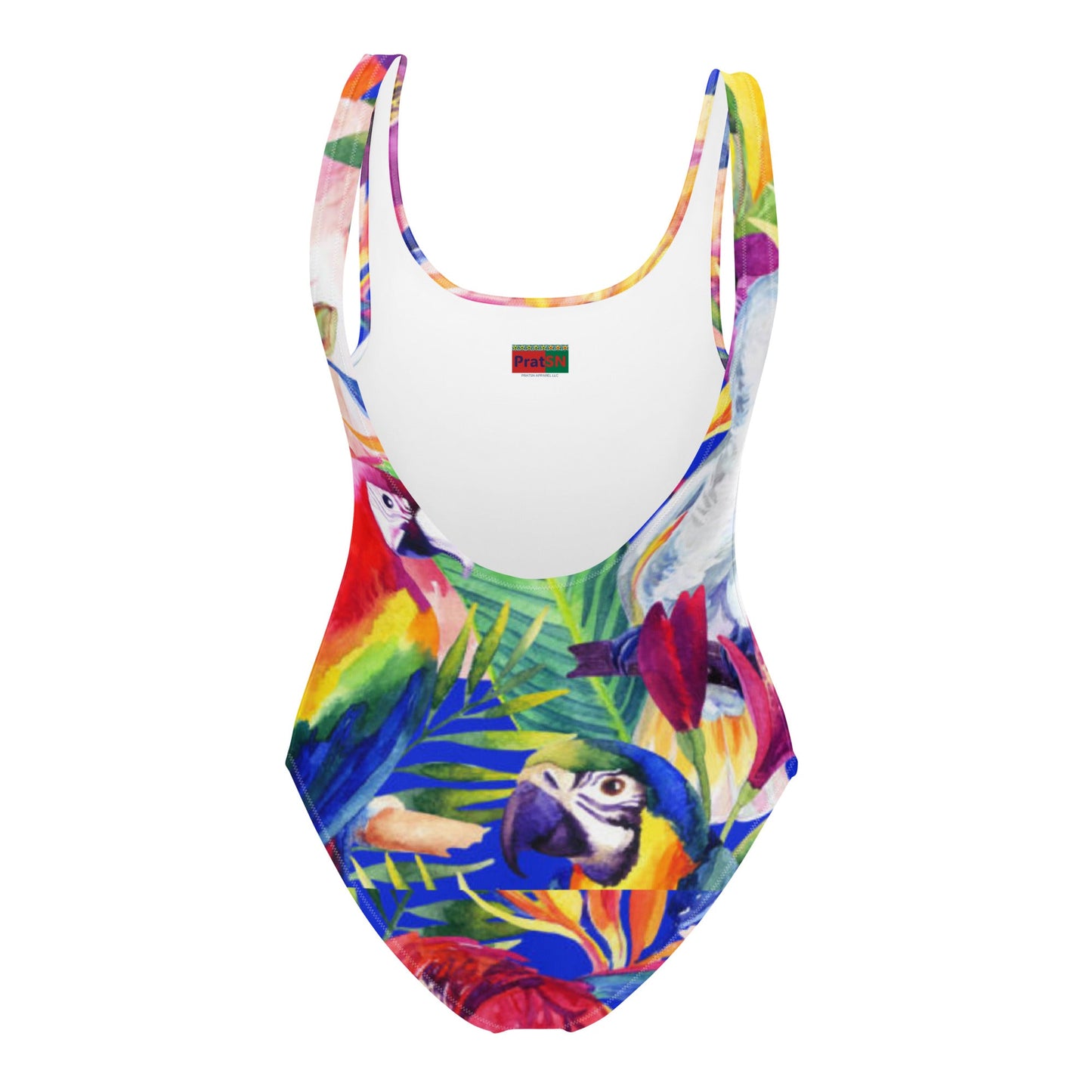 Women's One - Piece Swimsuit, Bird Pattern Bathing Suit, Red Yellow Swimwear, vacation swimwear, holiday travel swimwear, mothers day gift - PratSN