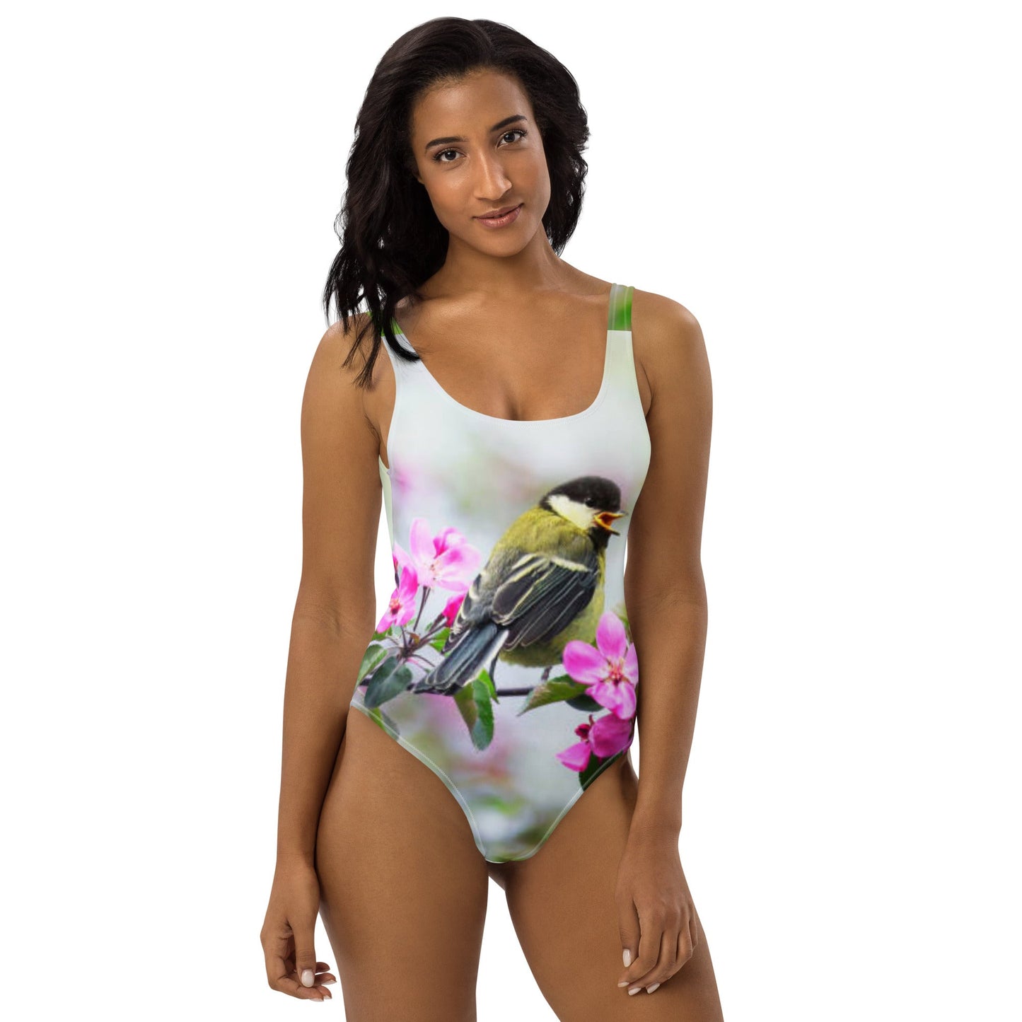 Women's One - Piece Swimsuit, Bird Pattern Swimwear, vacation swimwear, holiday travel swimwear - PratSN