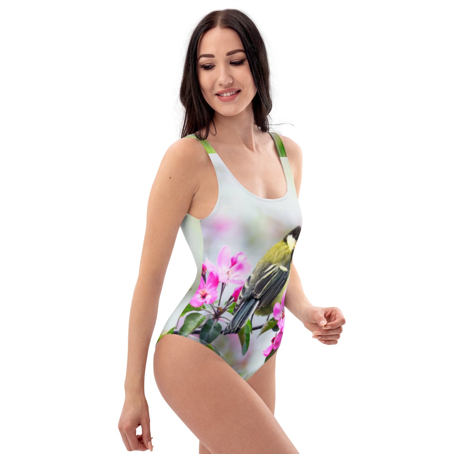Women's One - Piece Swimsuit, Bird Pattern Swimwear, vacation swimwear, holiday travel swimwear - PratSN