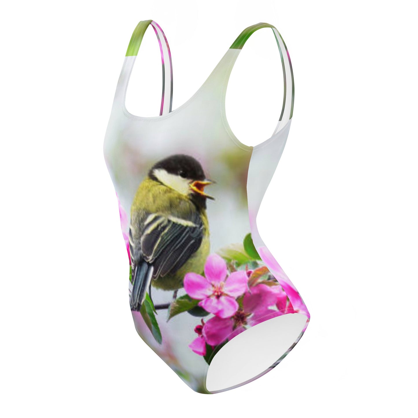 Women's One - Piece Swimsuit, Bird Pattern Swimwear, vacation swimwear, holiday travel swimwear - PratSN
