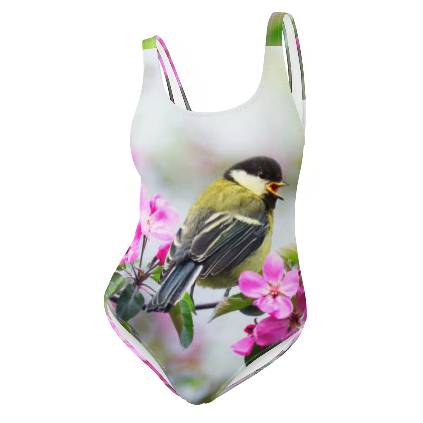 Women's One - Piece Swimsuit, Bird Pattern Swimwear, vacation swimwear, holiday travel swimwear - PratSN
