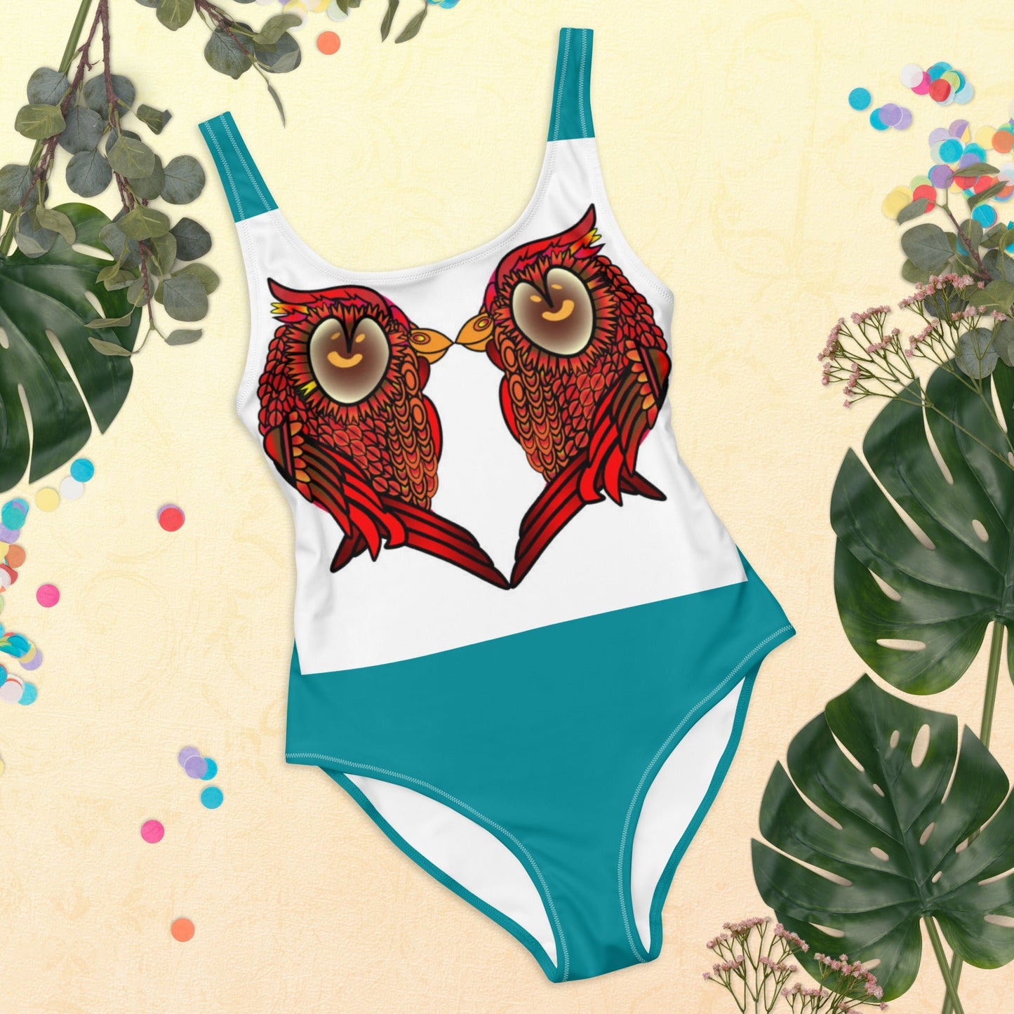 Women's One - Piece Swimsuit, Bird Swimwear ,vacation swimwear, holiday travel swimwear, mothers day gift - PratSN