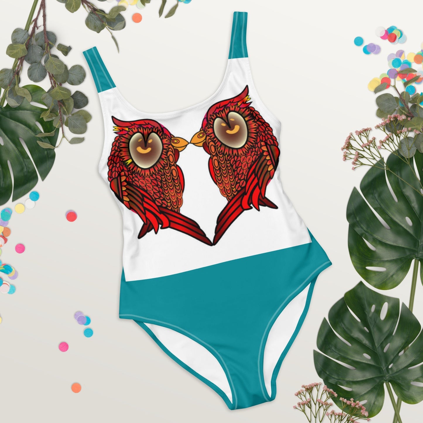 Women's One - Piece Swimsuit, Bird Swimwear ,vacation swimwear, holiday travel swimwear, mothers day gift - PratSN