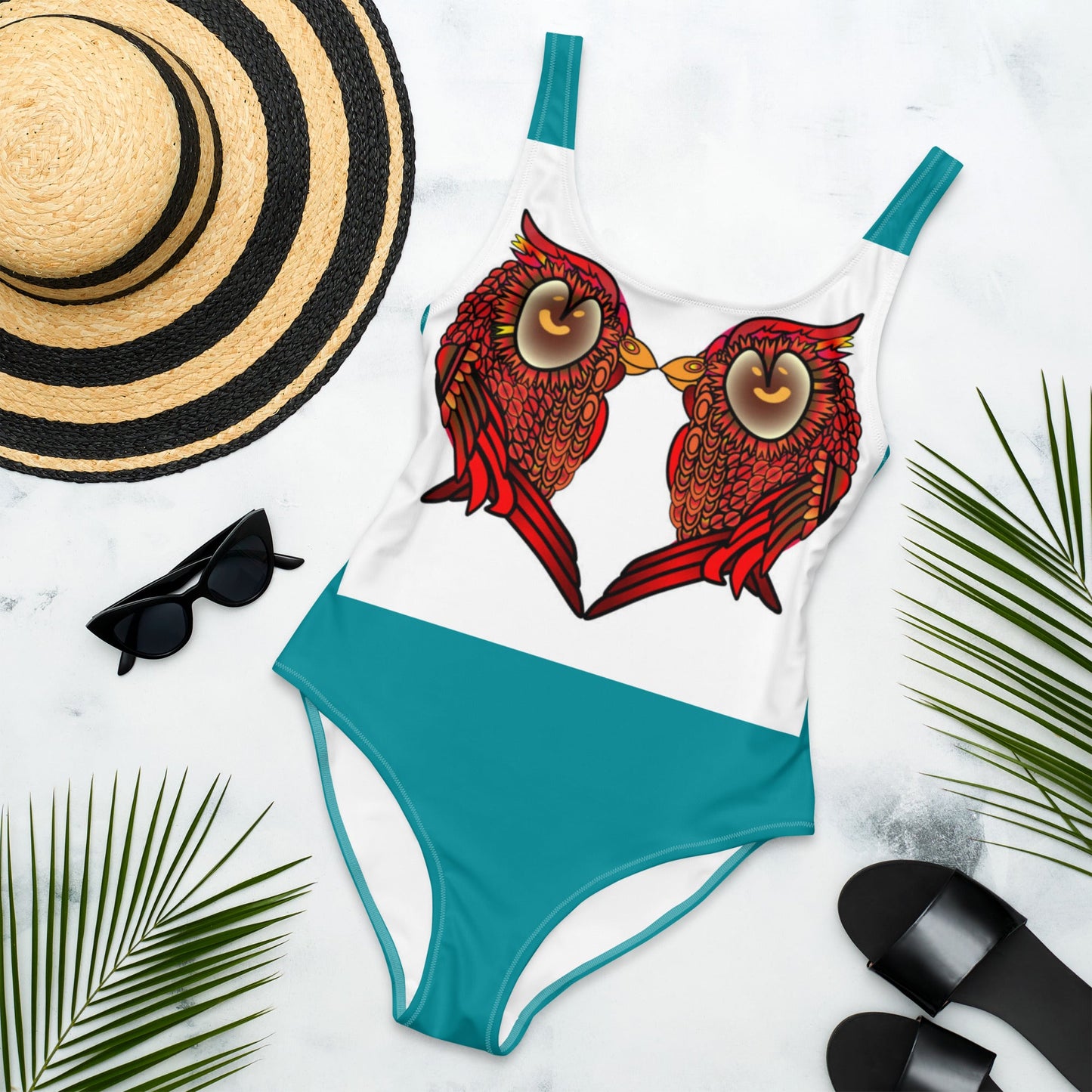 Women's One - Piece Swimsuit, Bird Swimwear ,vacation swimwear, holiday travel swimwear, mothers day gift - PratSN