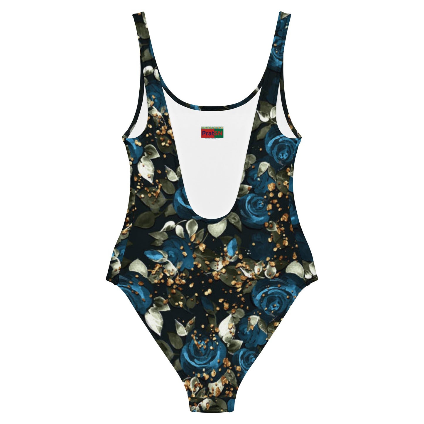 Women's One - Piece Swimsuit, Black Floral Bathing Suit, vacation swimwear, holiday travel swimwear, mothers day gift - PratSN