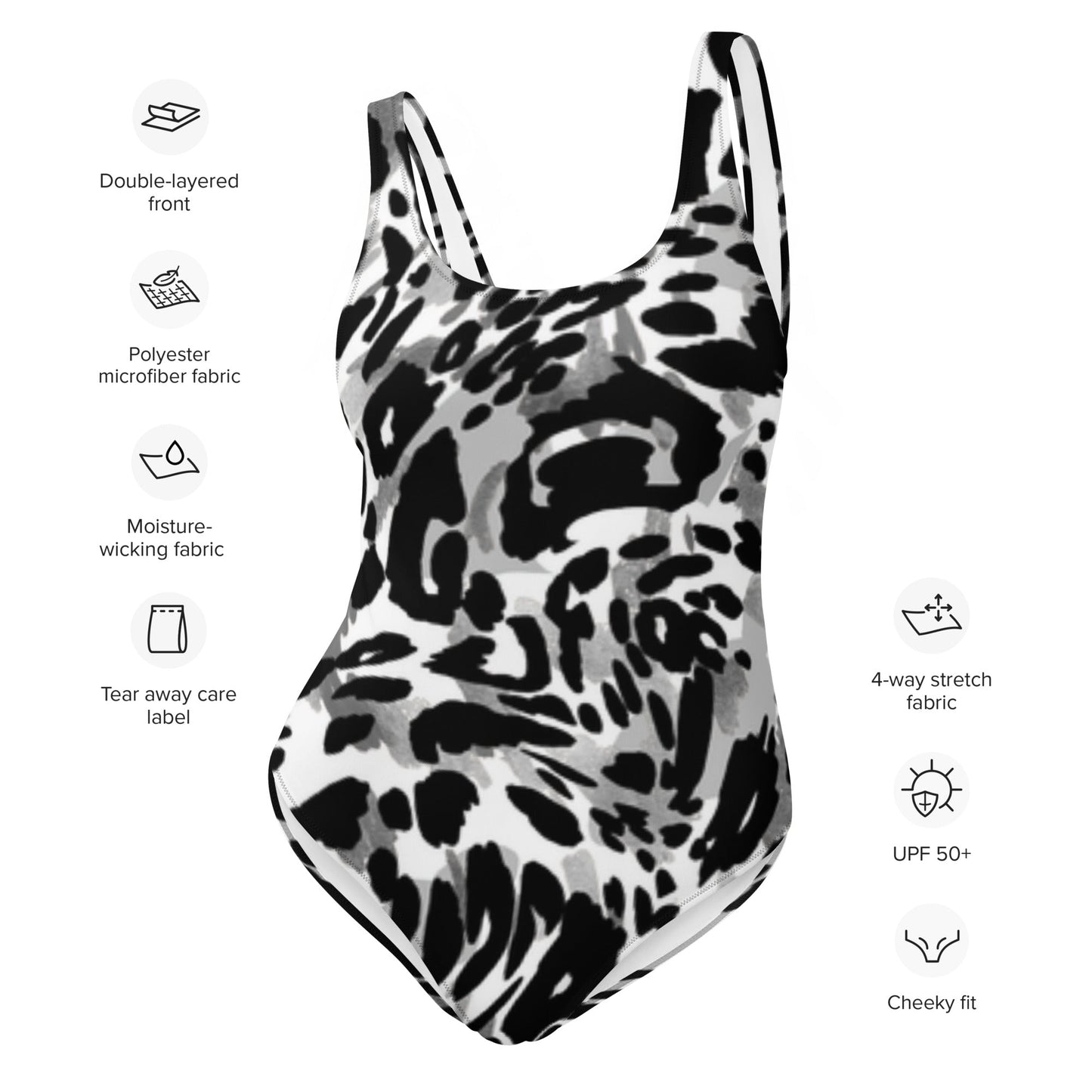 Women's One - Piece Swimsuit, Black White Swimwear, vacation swimwear, holiday travel swimwear, mothers day gift - PratSN