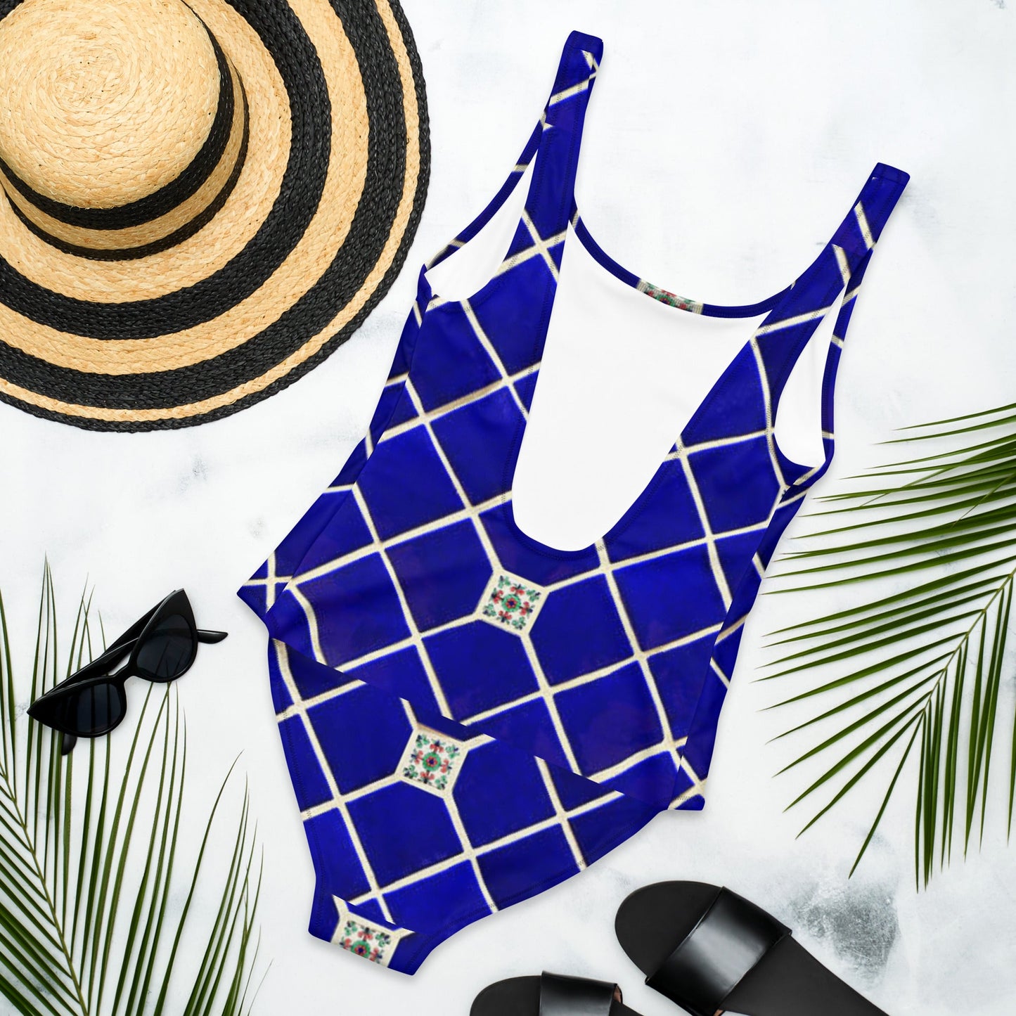 Women's One - Piece Swimsuit, Blue Swimwear, classic beach dress, beautiful outfit, Beach dress for summer and spring - PratSN