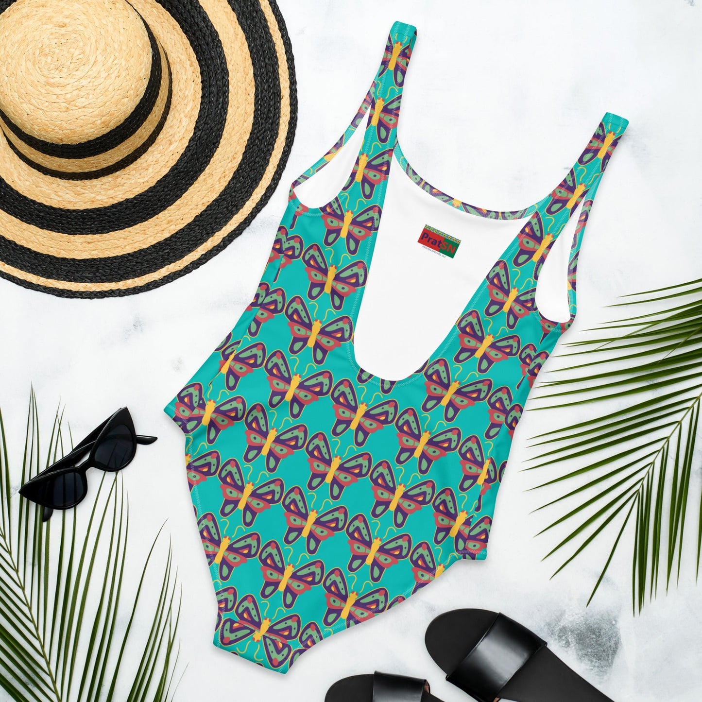 Women's One - Piece Swimsuit, Butterfly Pattern, Bikini, Swimwear - PratSN