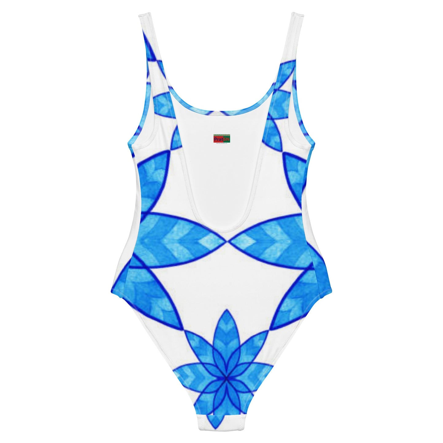 Women's One - Piece Swimsuit, Floral Blue and White Swimwear, bathing suits, Swimming Suits. - PratSN