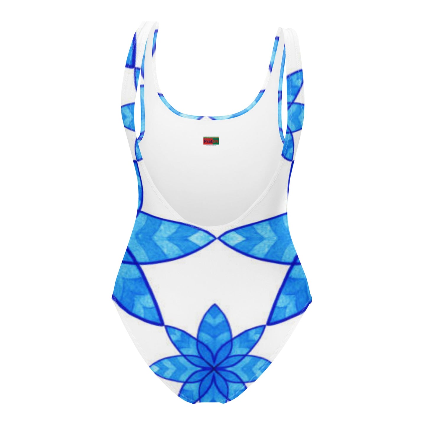 Women's One - Piece Swimsuit, Floral Blue and White Swimwear, bathing suits, Swimming Suits. - PratSN