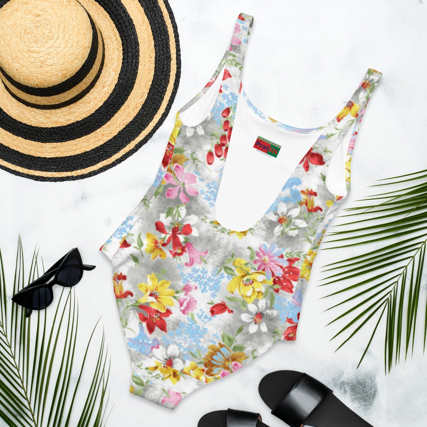 Women's One - Piece Swimsuit, Floral swimsuit, vacation swimwear, holiday travel swimwear, mothers day gift - PratSN