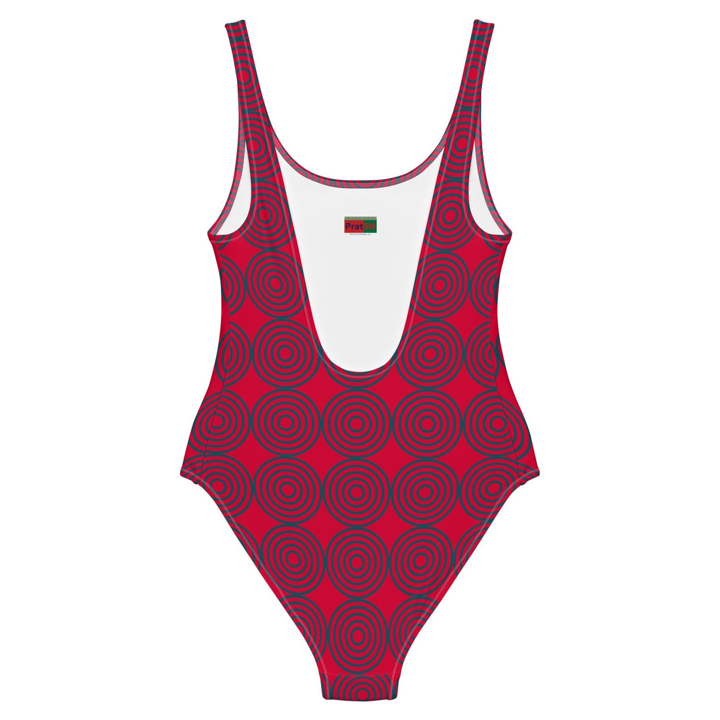 Women's One - Piece Swimsuit, Geometric Red swimwear, classic beach dress - PratSN
