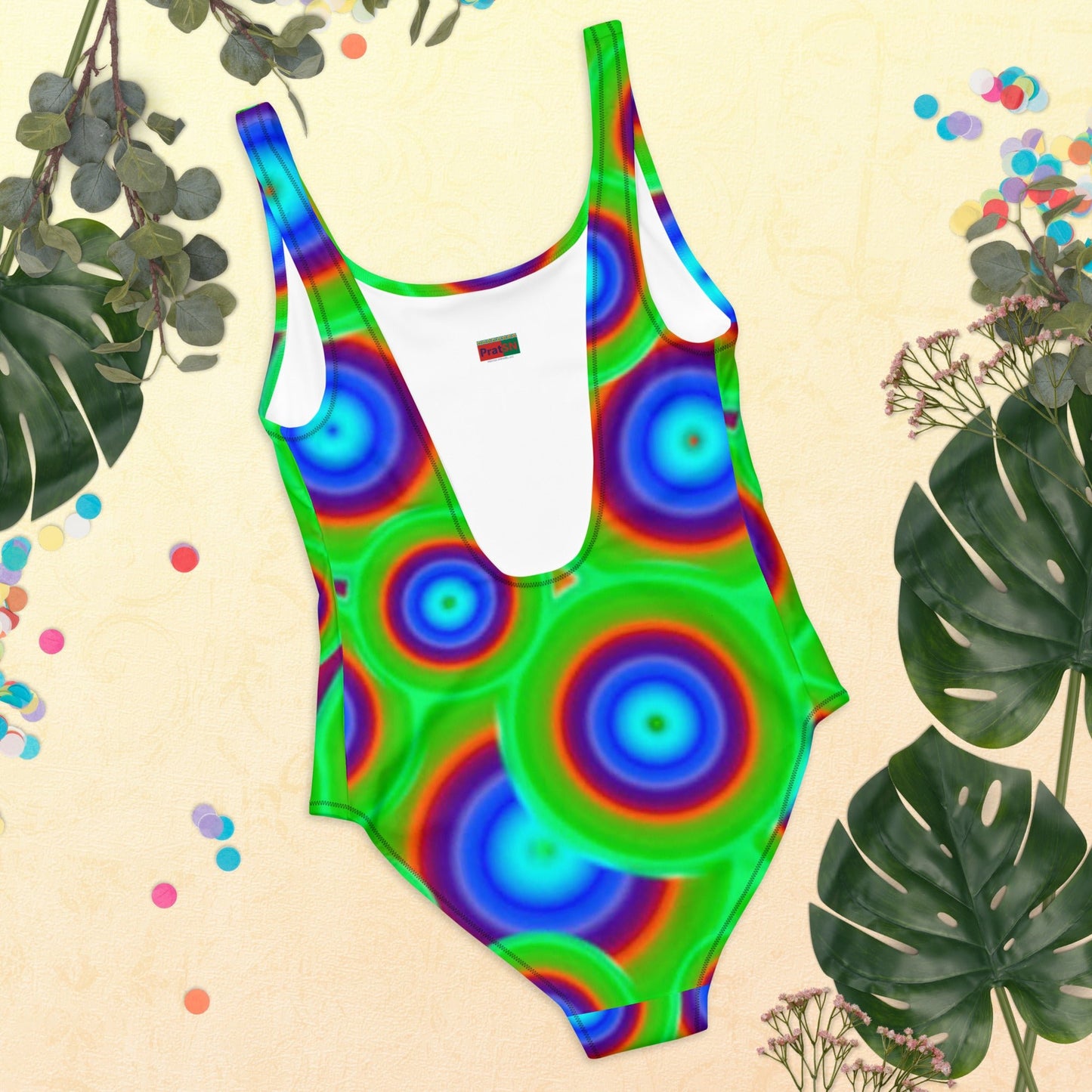 Women's One - Piece Swimsuit, Green Blue Red Swim Dress, Cute Summer bathing suits, Swimming Suits - PratSN