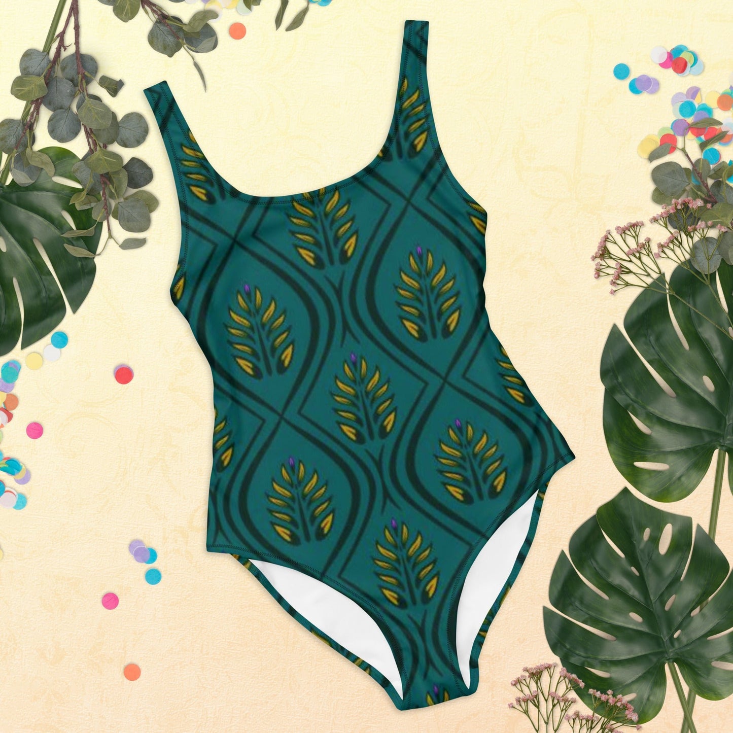 Women's One - Piece Swimsuit, Green swimsuit, vacation swimwear, holiday travel swimwear, mothers day gift - PratSN