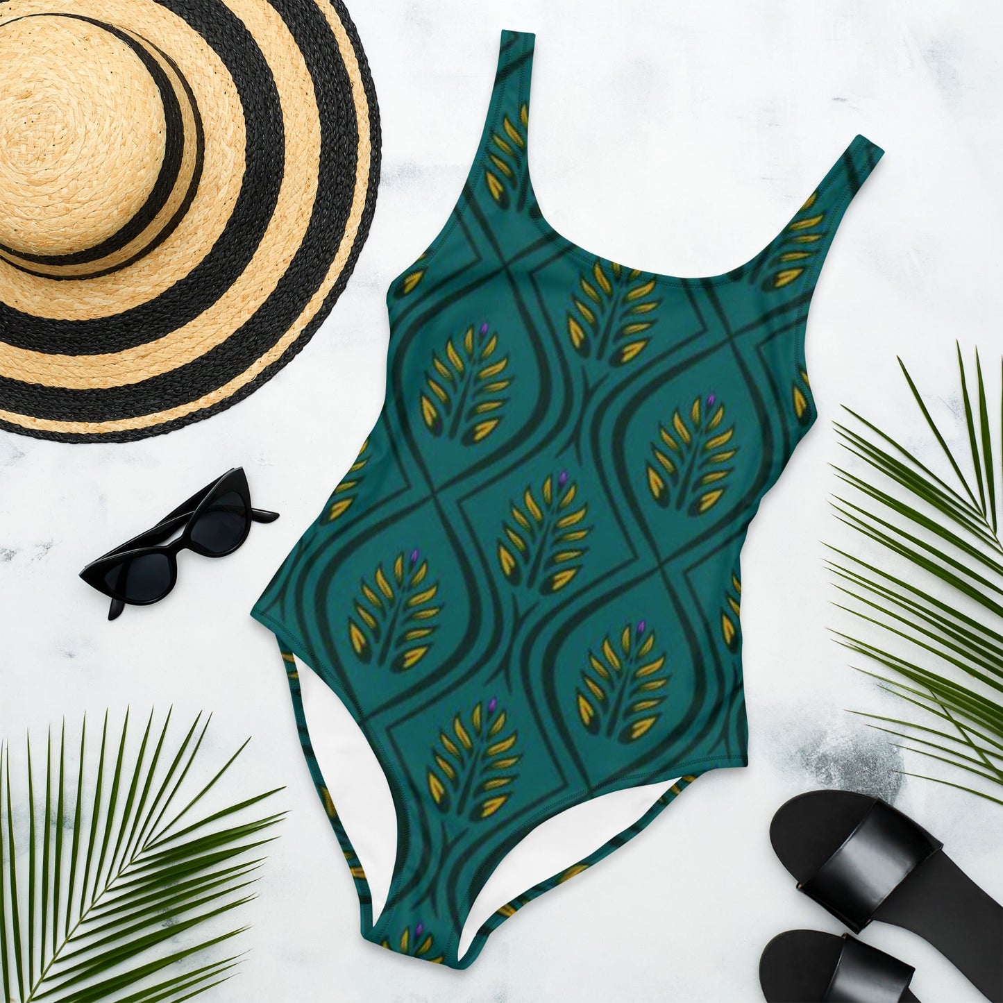 Women's One - Piece Swimsuit, Green swimsuit, vacation swimwear, holiday travel swimwear, mothers day gift - PratSN