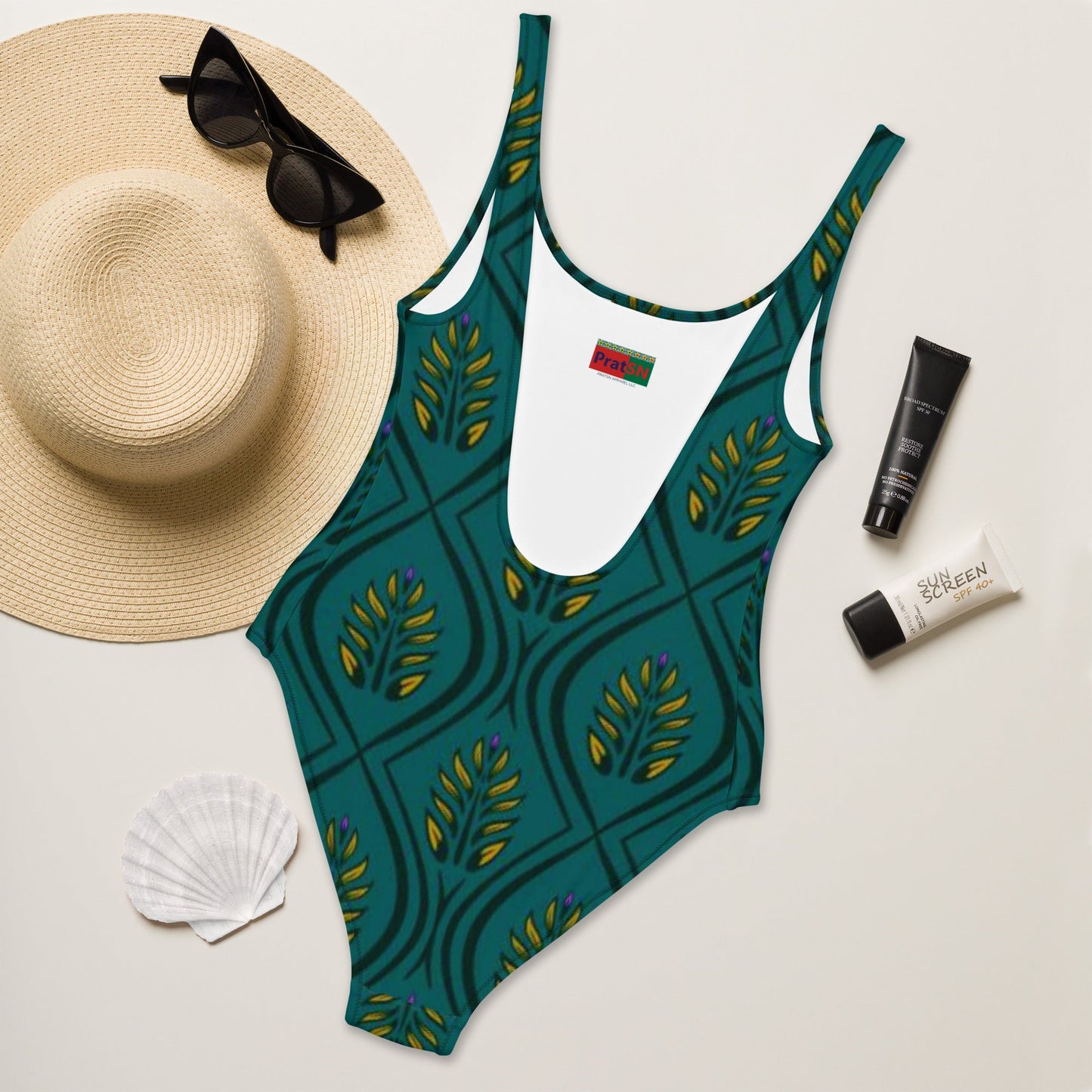 Women's One - Piece Swimsuit, Green swimsuit, vacation swimwear, holiday travel swimwear, mothers day gift - PratSN