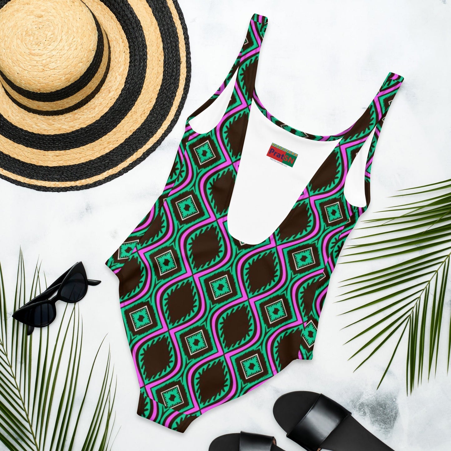 Women's One - Piece Swimsuit, Green swimsuit, vacation swimwear, holiday travel swimwear, mothers day gift - PratSN