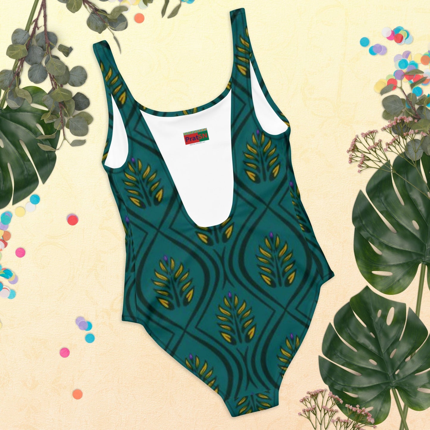 Women's One - Piece Swimsuit, Green swimsuit, vacation swimwear, holiday travel swimwear, mothers day gift - PratSN