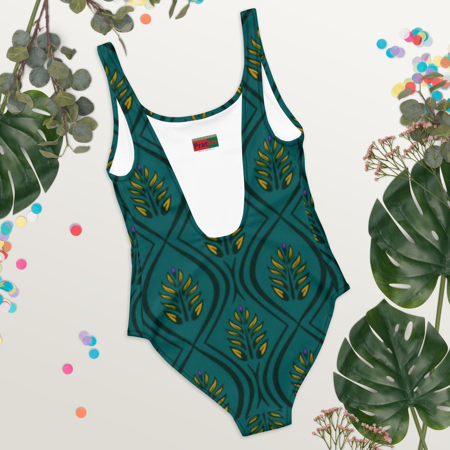 Women's One - Piece Swimsuit, Green swimsuit, vacation swimwear, holiday travel swimwear, mothers day gift - PratSN