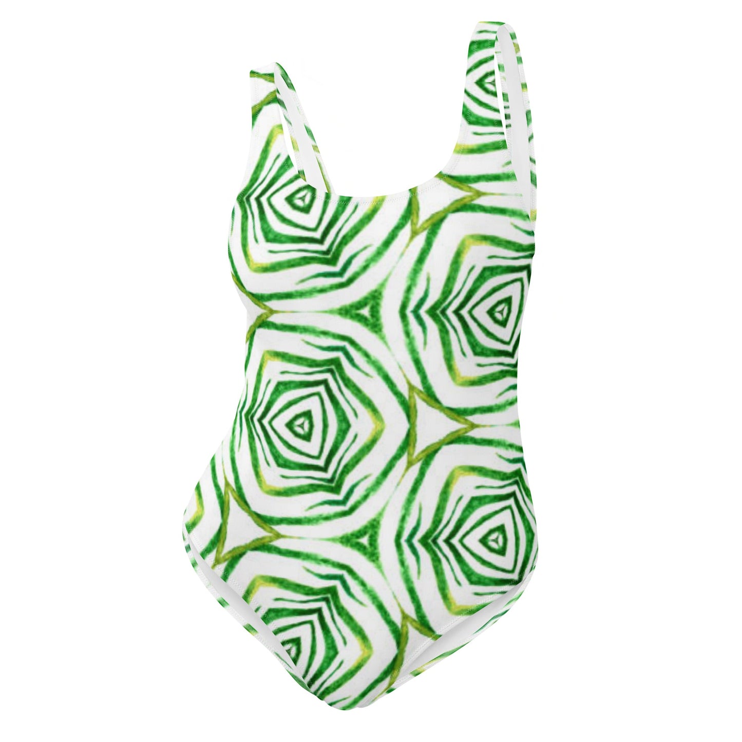 Women's One - Piece Swimsuit, Green White Bathing Suit, Bathing Suit, vacation swimwear, holiday travel swimwear, mothers day gift - PratSN