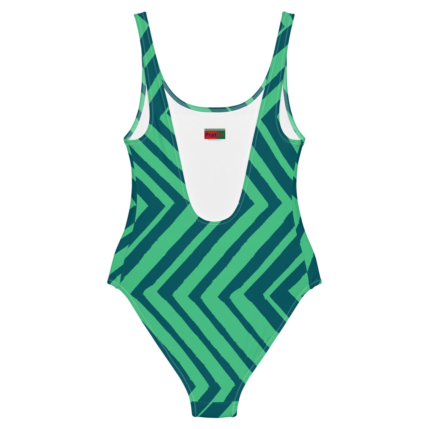 Women's One - Piece Swimsuit, Green zingzags Swimwear, Bathing Suit - PratSN