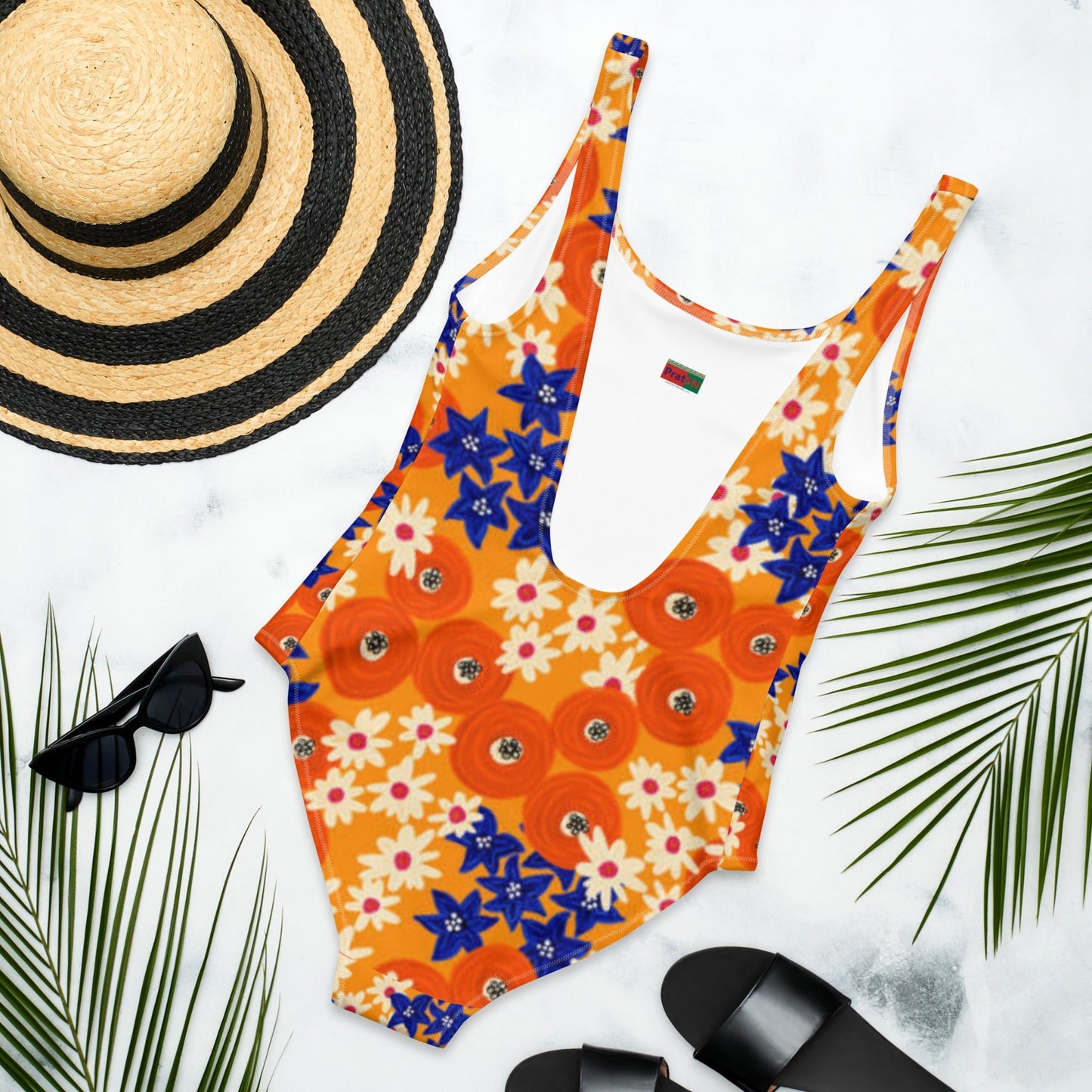 Women's One - Piece Swimsuit, Hawaiian Pattern Swimwear, Floral Outfit, Swimsuit, Beachwear, Bathing Suit - PratSN