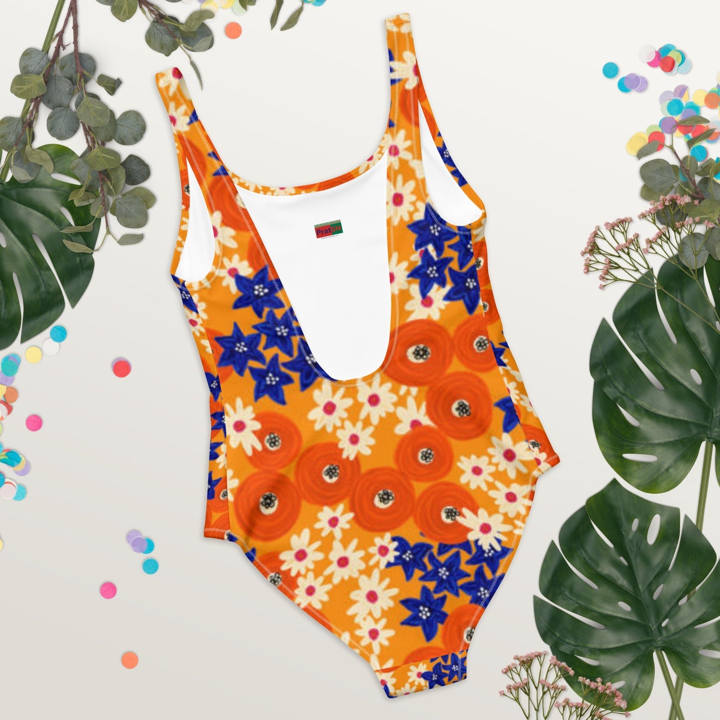 Women's One - Piece Swimsuit, Hawaiian Pattern Swimwear, Floral Outfit, Swimsuit, Beachwear, Bathing Suit - PratSN