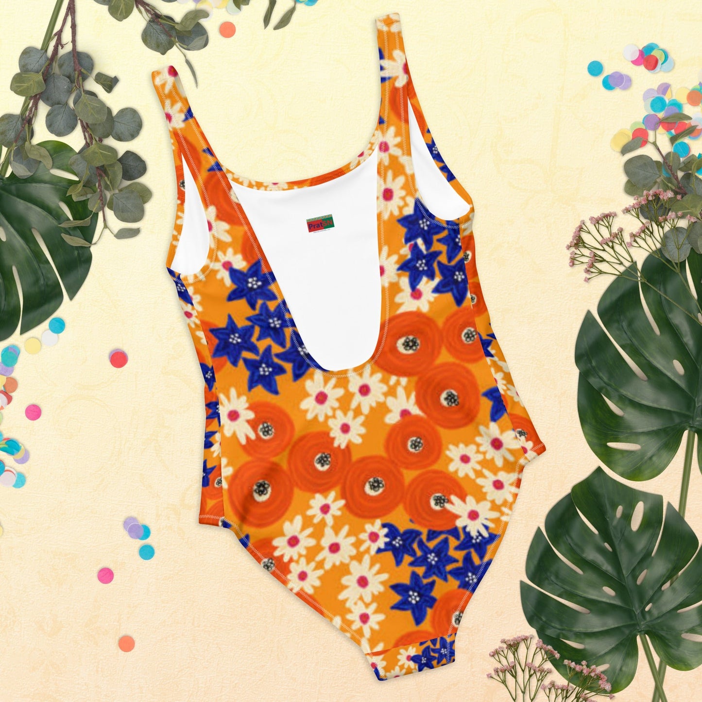 Women's One - Piece Swimsuit, Hawaiian Pattern Swimwear, Floral Outfit, Swimsuit, Beachwear, Bathing Suit - PratSN