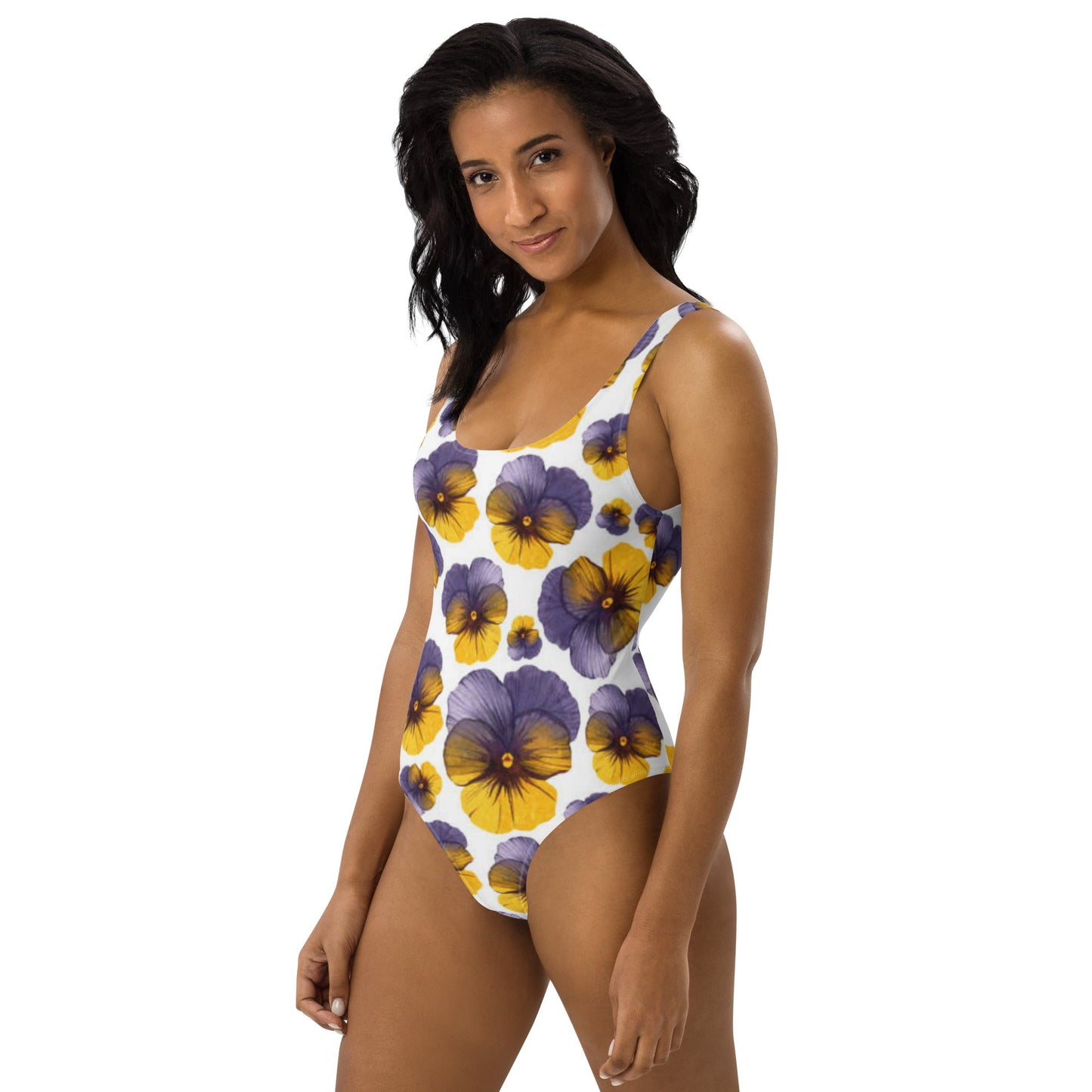 Women's One - Piece Swimsuit, Hawaiian Pattern Swimwear, Floral Whit Purple tankinis, Swimsuit, Beachwear, Bathing Suit - PratSN