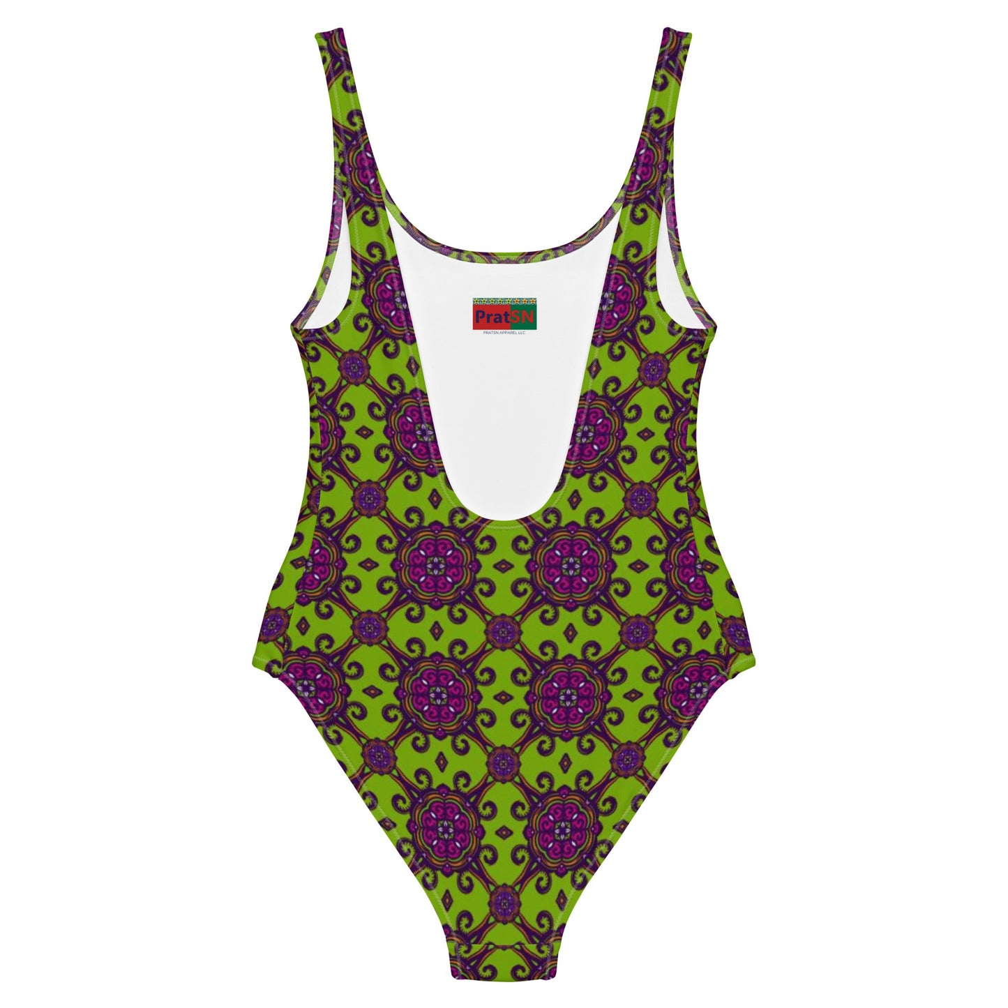 Women's One - Piece Swimsuit, Lime Green and Purple swimsuit, vacation swimwear, holiday travel swimwear, mothers day gift - PratSN