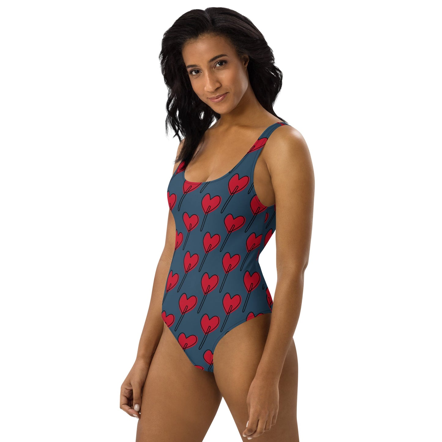 Women's One - Piece Swimsuit, Love Pattern Swimwear, Red Bathing Suit, vacation swimwear, holiday travel swimwear, mothers day gift - PratSN