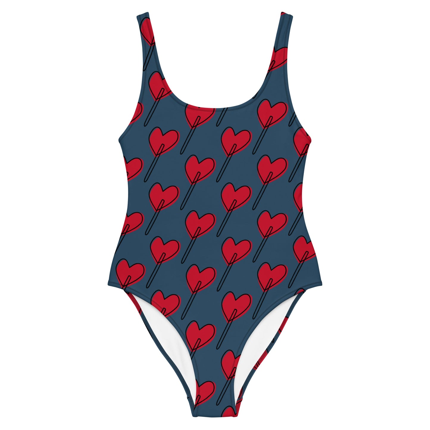 Women's One - Piece Swimsuit, Love Pattern Swimwear, Red Bathing Suit, vacation swimwear, holiday travel swimwear, mothers day gift - PratSN