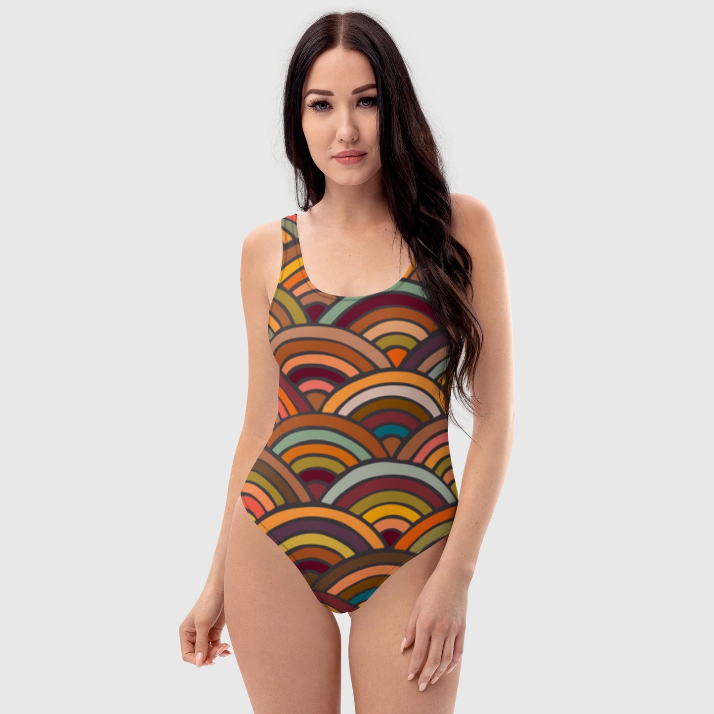 Women's one - Piece Swimsuit, Multicolor swimsuit, Circular pattern, Fashion swimwear, beautiful beach dress - PratSN
