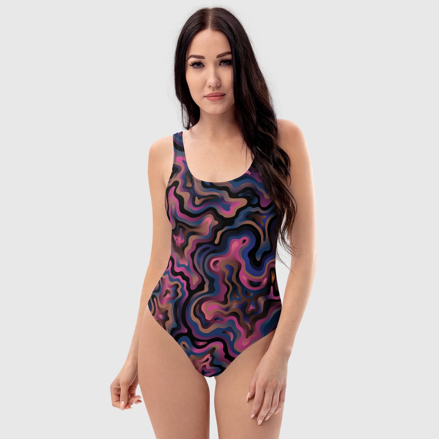 Women's one - Piece Swimsuit, Multicolor swimsuit, Mosaic pattern swimwear, beautiful beach dress - PratSN